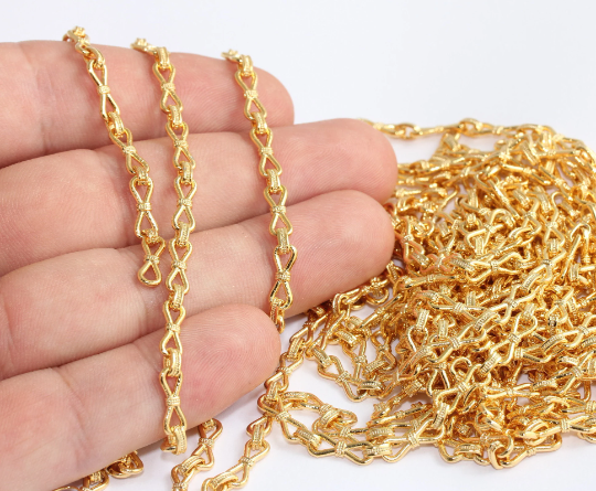 4,5x11,5mm 24k Shiny Gold Link Chain, Handmade Chain,     CHK525