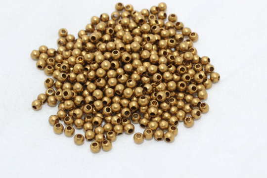 25 Pcs 3mm Raw Brass Beads, Spacer Beads, Hollow Beads, BDS3
