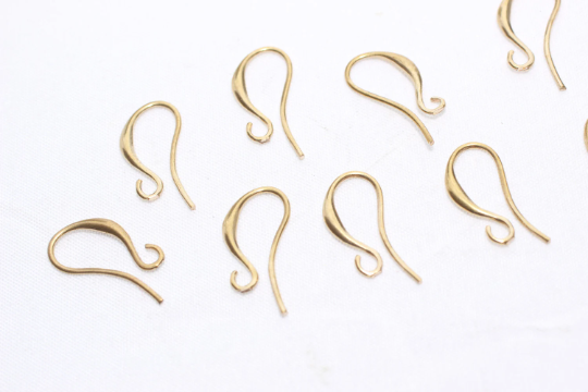 8x15mm Raw Brass Earring Hooks, Fish Hooks, Ear Wires, Wire Earrings, CHK295