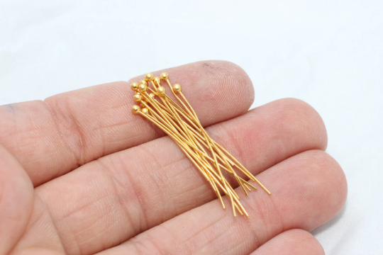 35mm 24k Shiny Gold Ball Head Pins, Jewelry Making , Gold CHK377 — KJewelry  Metal - Online Jewelry Store