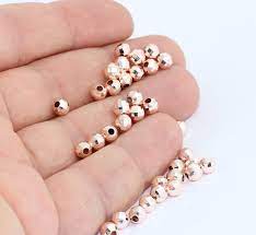 Perline sfaccettate in oro rosa da 4 mm, perline a sfera da discoteca, distanziatore MTE650