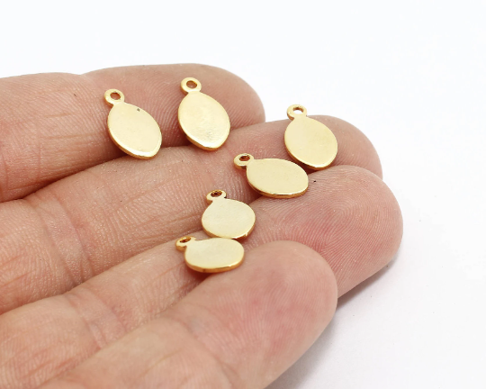 7x13mm 24k Shiny Gold Drop Charms, Drop Pendant, Gold BRT445