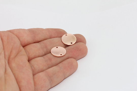 16mm Rose Gold Round Charms, Two Hole Round Disc, ROSE611