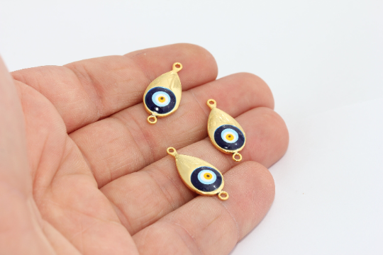 10x20mm 24k Shiny Gold Evil Eye Drop, Evil Eye Drop,  MTE449