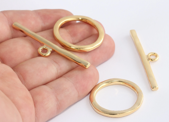 31mm 24k Shiny Gold Toggle Clasp, Ring T Bar, T Bar Large CHK131