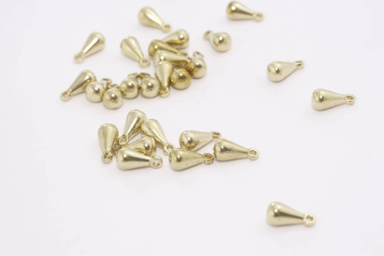 4x8mm Raw Brass Drop Charms, Mini Drop Pendant, AE167