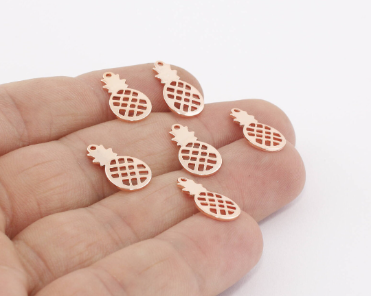 18x16mm Rose Gold Plated Pineapple Charms, Pineapple  ROSE631