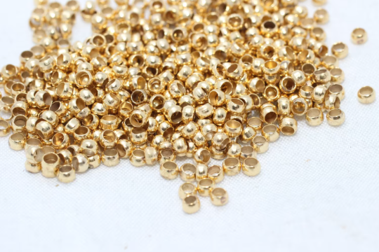 2,5mm 24k Shiny Gold Crimp Beads, Stopper Beads, crimps DOM22