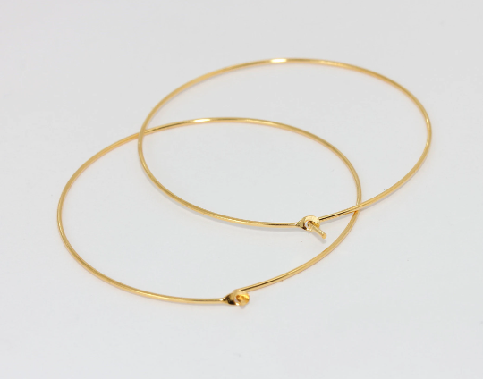 40mm 24k Shiny Gold Earring Hoops, Hoop Ear Wire, Hoop  CHK362