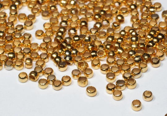 2,5mm 24k Shiny Gold Crimp Beads, Stopper Beads, crimps DOM22