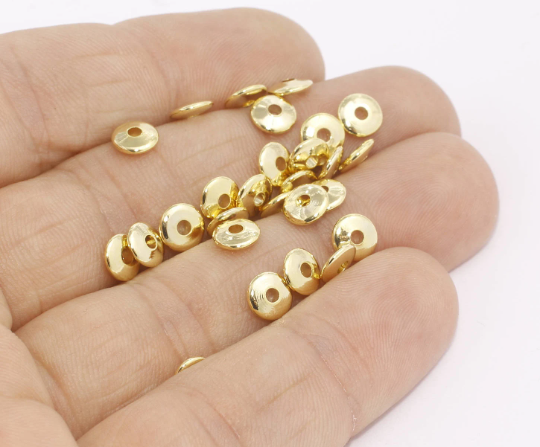 2x6mm 24k Shiny Gold Spacer Beads, Rondelle Beads, Gold  MTE181