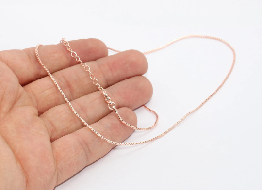 17" 1mm Rose Gold Cube Necklace, Ready Made Necklace  BXB273-2