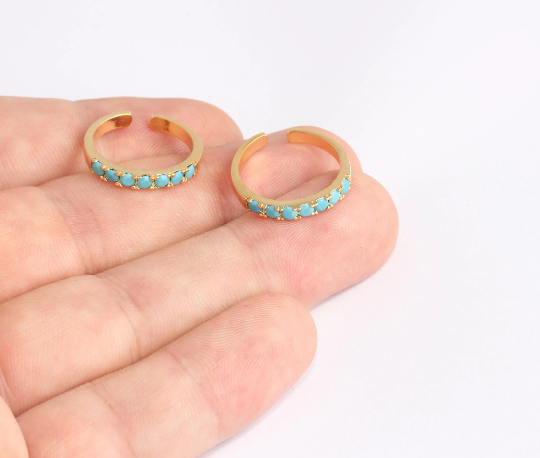 19mm 24k Shiny Gold Micro Pave Rings, CZ Dainty Rings, CZ SLM591
