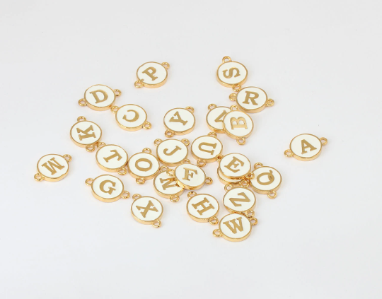 10x14mm 24k Shiny Gold Letter Coins, Alphabet Necklace,     HRF33