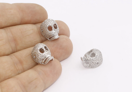 Silver Pave Skull Beads