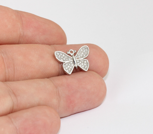 Silver Pave Butterfly
