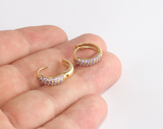 15mm 24k Shiny Gold Hoop Earrings, Huggie Hoops,  Gold           XP338
