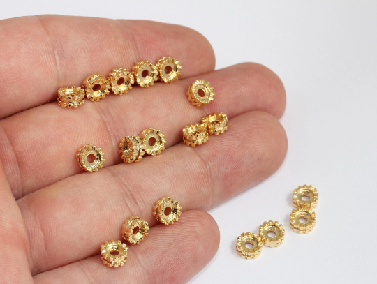 3,5x6,5mm 24k Shiny Gold Spacer Beads, Rondelle Beads, MLS1033