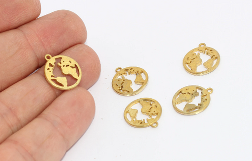 Brass World Map Pendant