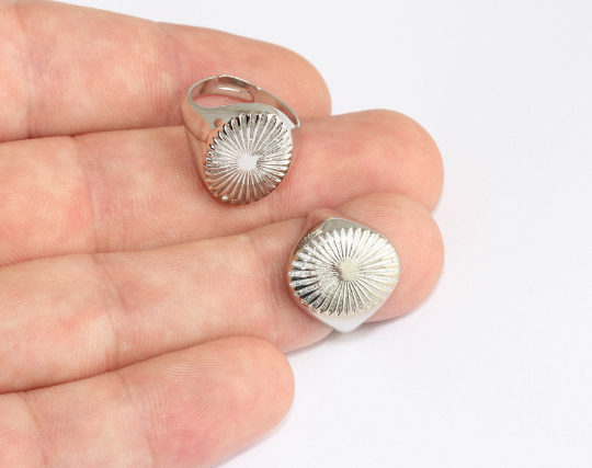 17mm Rhodium Plated Rings, Large Round Rings, Sun Rings,  MLS700