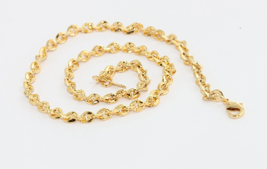 17'' 24k Shiny Gold Chain, Ready Made Necklace Chains,  CHK346