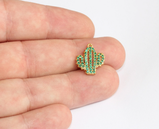 Shiny Gold Cactus Charm