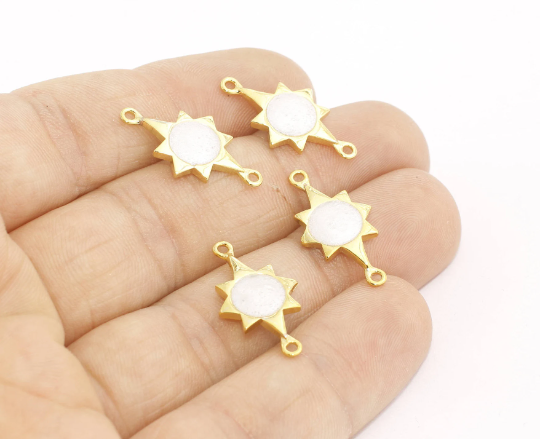 12x23mm 24k Shiny Gold Star Charms, Pearl Star Charms,       MTE314