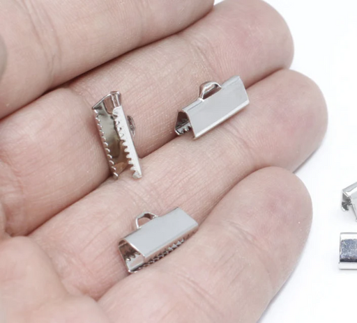 Rhodium Plated Ribbon Crimps