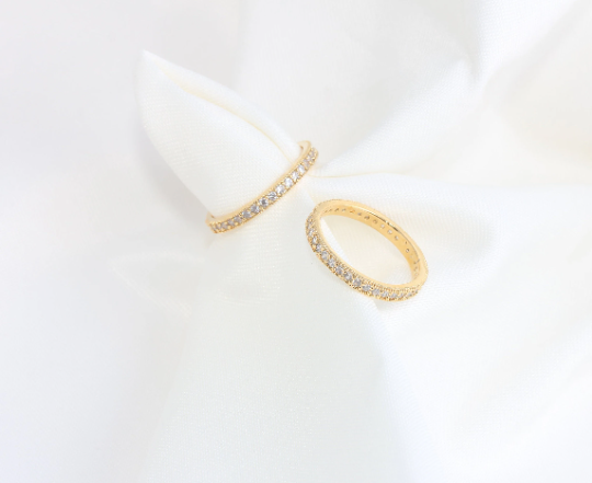 18,5mm 24k Shiny Gold Micro Pave Closed Rings, Dainty ,  SLM425