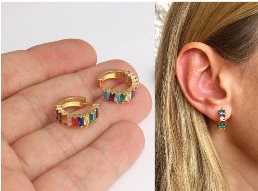 Gold Rainbow Pave Earrings