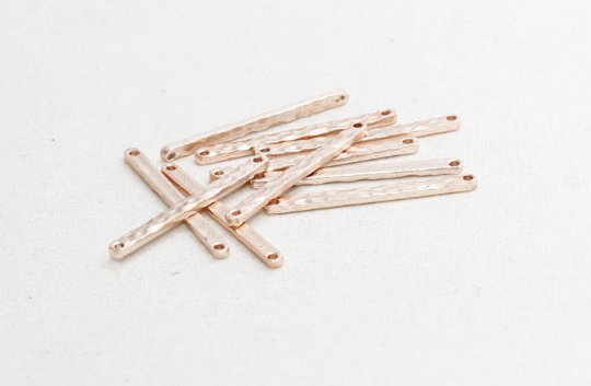 30mm Rose Gold Hammered Bars, Two Hole Bars, Long  ROSE138