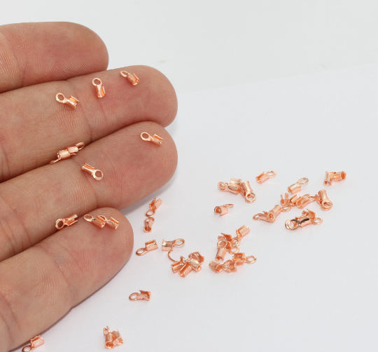 Rose Gold Cord Crimp, Cord Ends Tip, Inner Size 1mm,, MTE1450