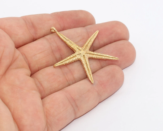 40x45mm Raw Brass Starfish, Starfish Charms, Sea Animals, CHK286