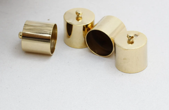 18x20mm 24k Shiny Gold End Caps, Inner Size 17mm, Raw Brass, CHK110