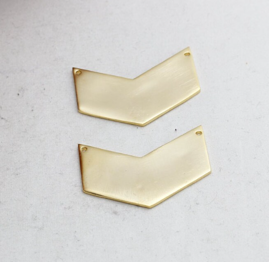17x39mm 24k Matt Gold Chevron, Chevron Pendant, MTE60