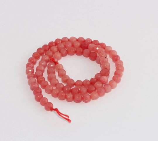 4mm Coral Color Bead Strand, Faceted Round Beads, Coral CHK704-2