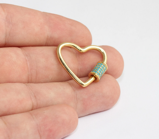 Shiny Gold Heart Screw Clasp