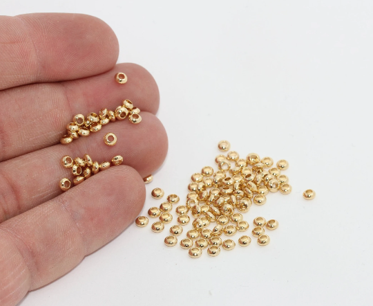 2x3,5mm 24k Shiny Gold Spacer Beads, Rondelle Beads, Plated BRT561