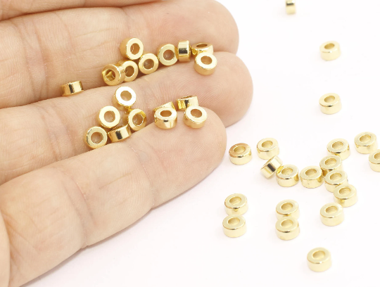 5mm 24K Shiny Gold Plated Spacer Beads, closed ring Gold Industrial , MTE291