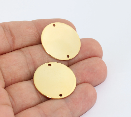 25mm 24k Shiny Gold Disc Charms, Coin Charms, Round  MTE591