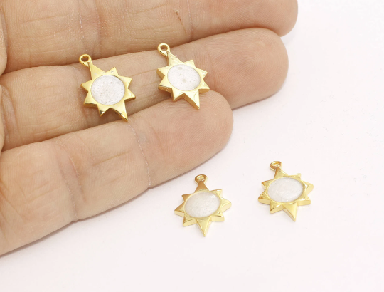 12x20mm 24k Shiny Gold Star Charms, Pearl Star Charms,  MTE308