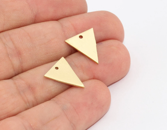 13x15mm Raw Brass Triangle Charms, Geometric Triangle,  MTE868