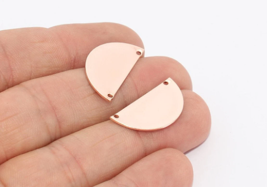 12x25mm Rose Gold Semicircle Charms, Crescent  Charms MTE984