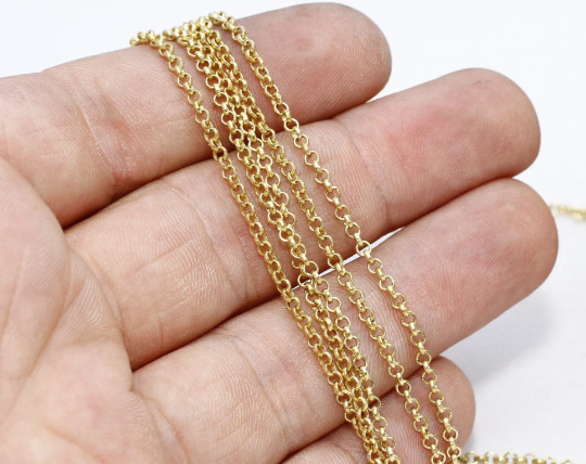 1,5mm Dark Brass Rolo Chain, Raw Brass Rolo , BXB314