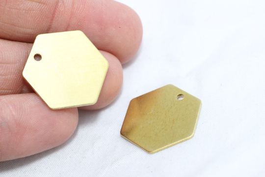 20mm Raw Brass Hexagon, Geometric Hexagon Charm,  AC30