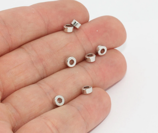 Spacer Beads, Silver Spacers,Rondelle