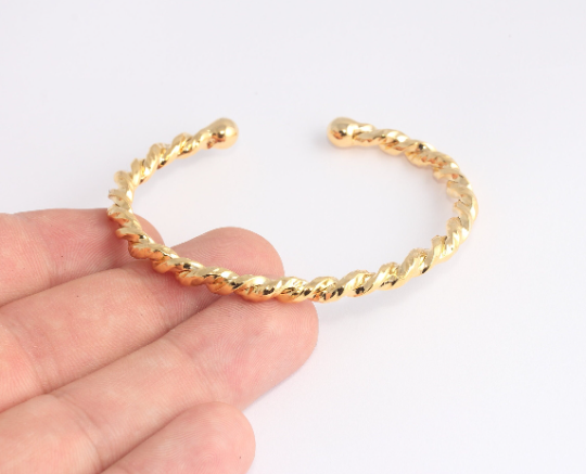 60mm 24k Shiny Gold Round Wire Bracelet, Open, Bracelet,              CHK669-2