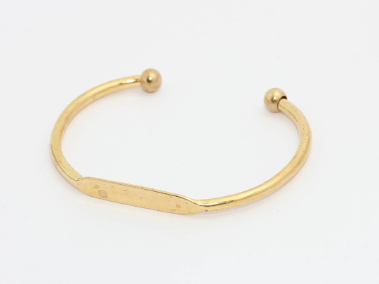 Polished Brass Nameplate Bracelet Bangle, Stacking                    CHK255