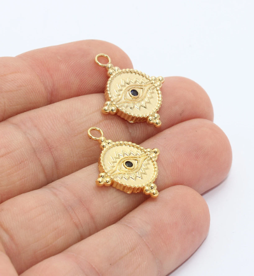 Shiny Gold Evil Eye Pendant