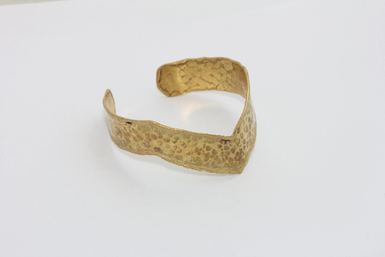 16x155mm Raw Brass Hammered Bangle, Raw Brass               TFK13